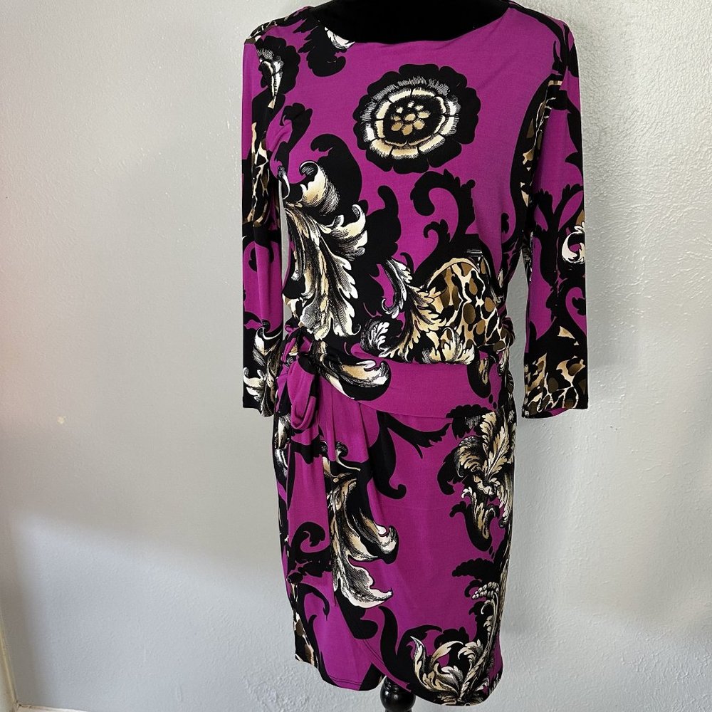 Carol Little Dress Magenta with Black White and Brown Size 6 Floral Patter